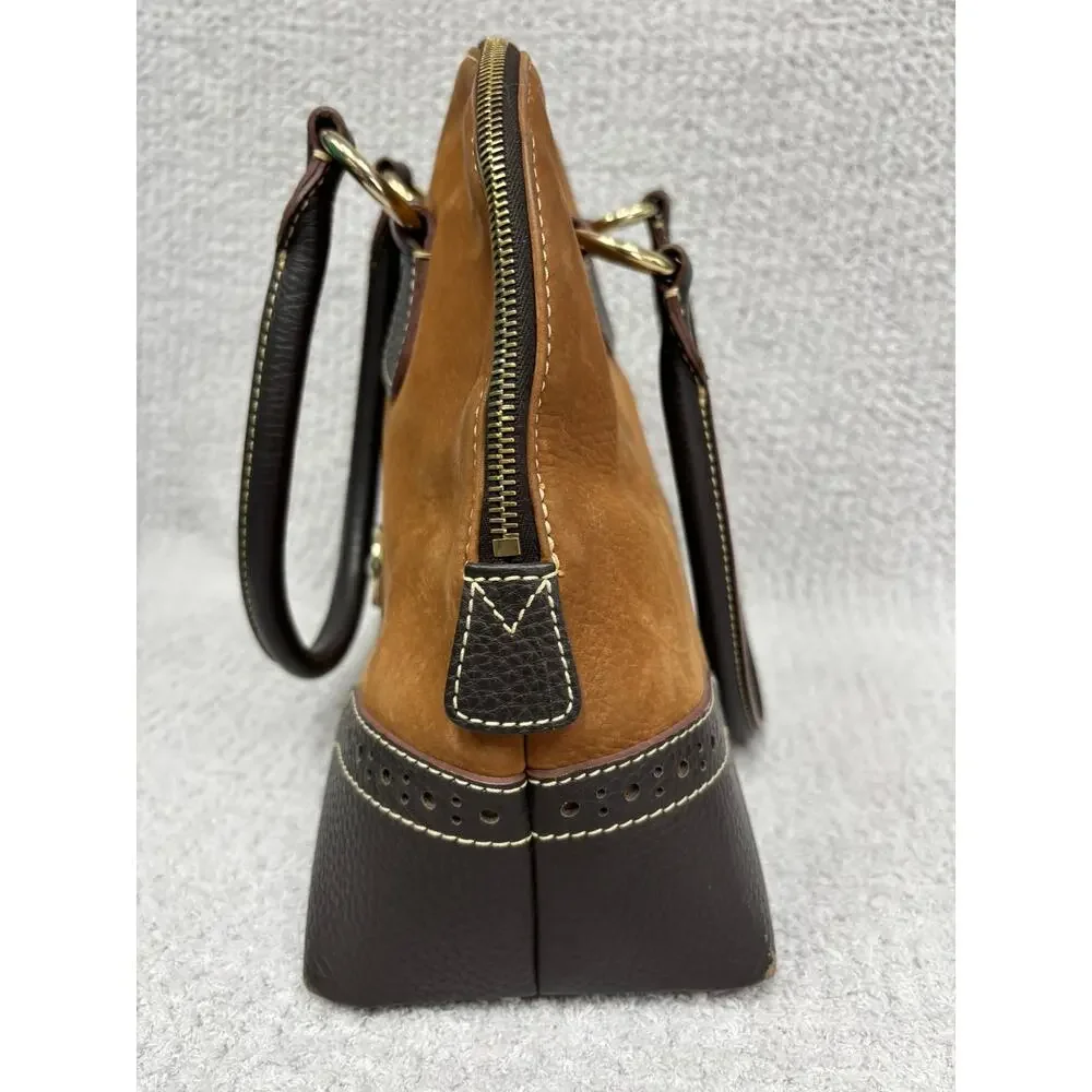 Vintage Dooney & Bourke Brown Nubuck Leather Satchel Purse #76914